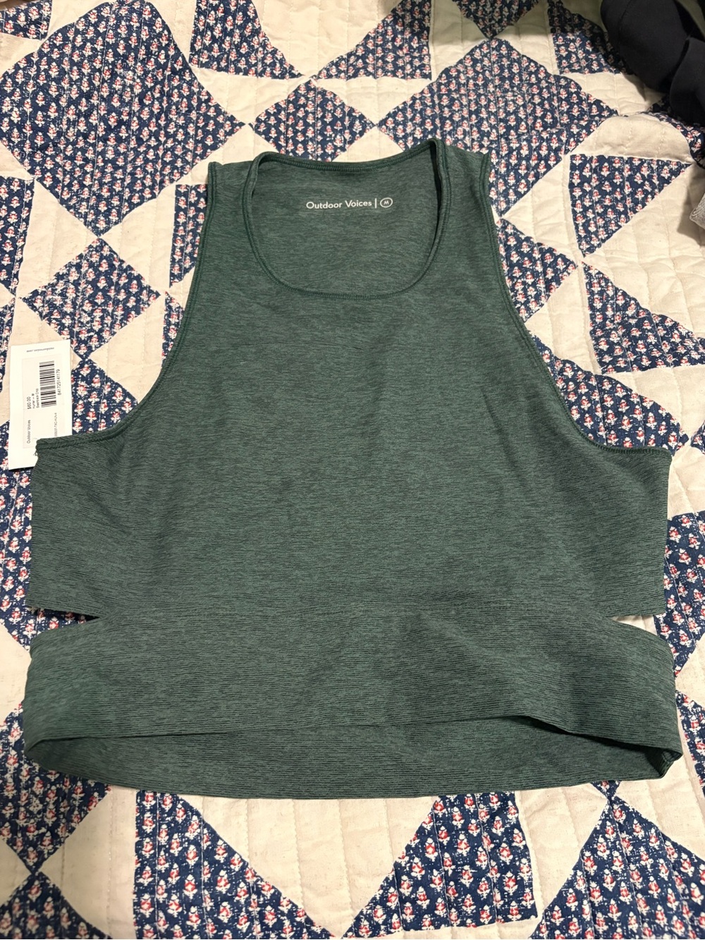 Outdoor Voices Slashback Crop Top Medium New with Tags Hunter Green